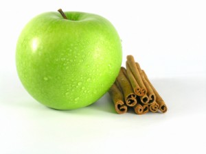 Green apple with cinnamon